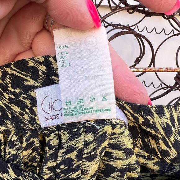 VTG 80s Gianni Versace Italy Silk Leopard Print Wrap Skirt Black Yellow Size II - Picture 7 of 10